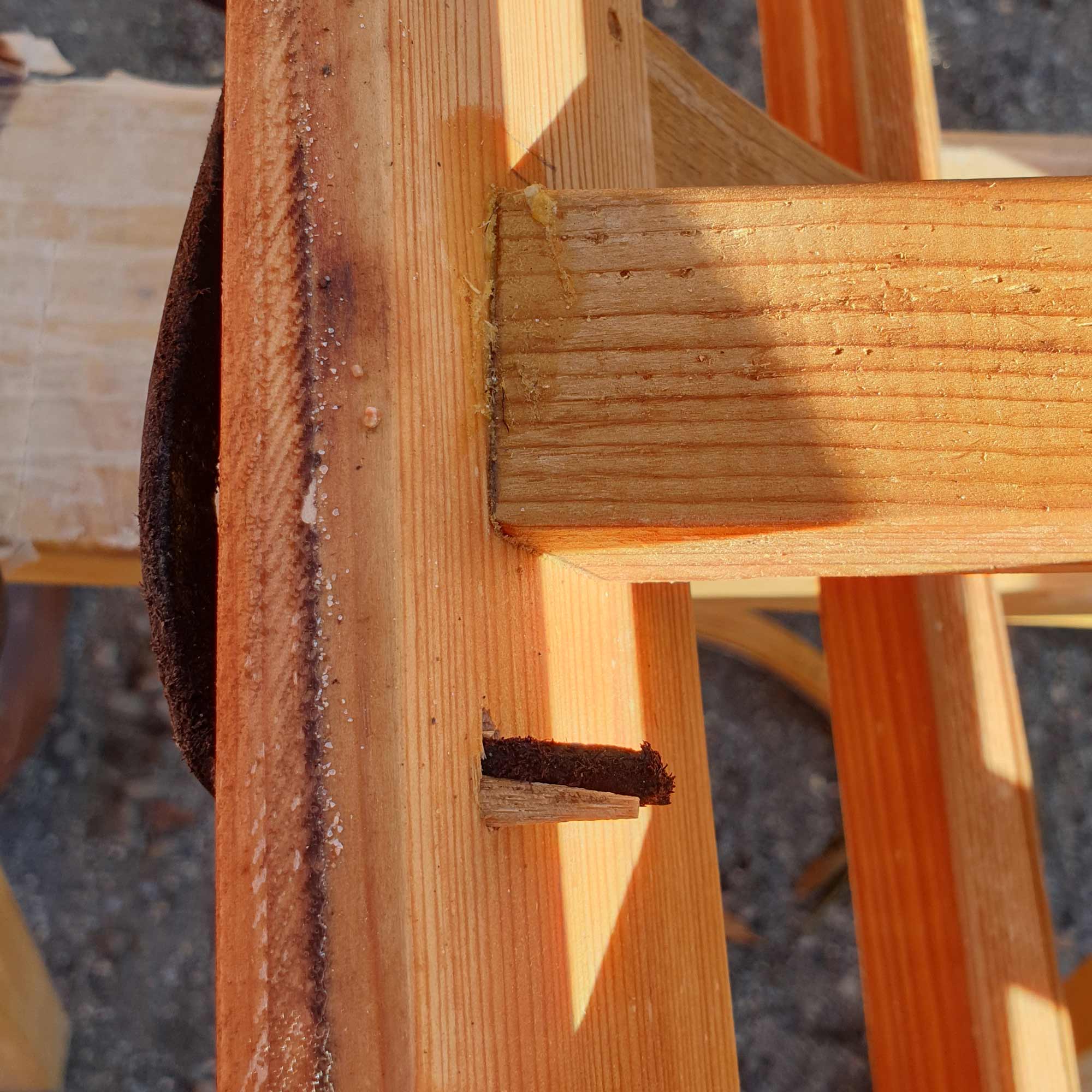 Leather strap fastening dowel