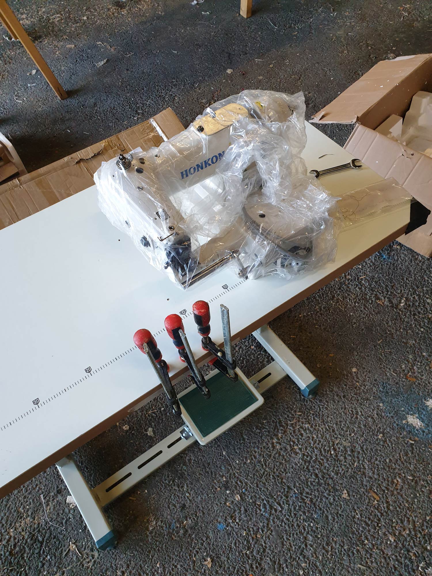 The gluing clamps still on