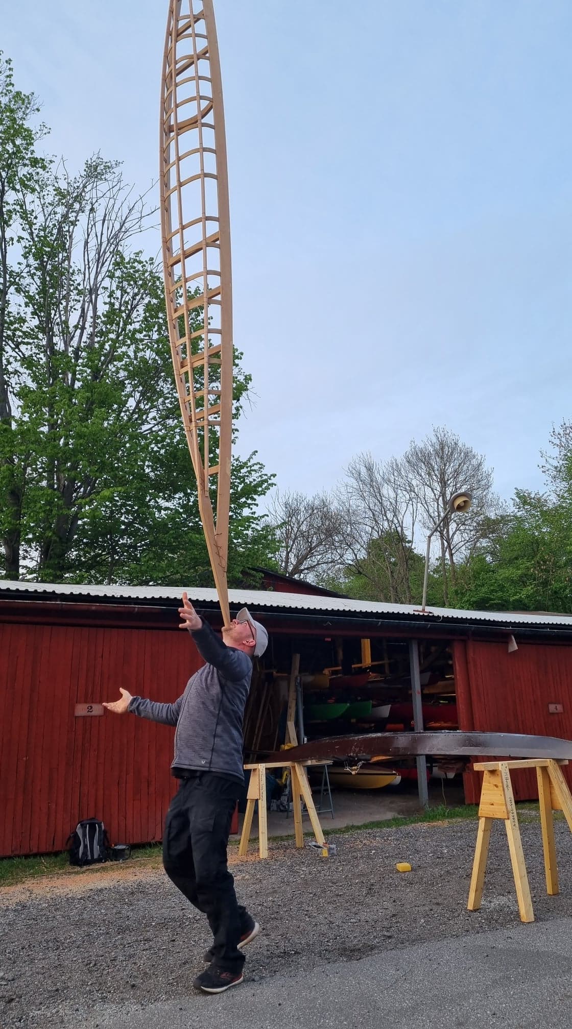 Greg checking the weight of his frame