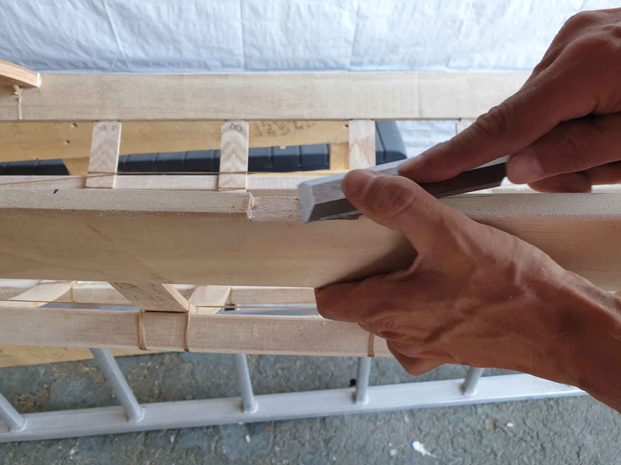Making a notch in the Gunwhale for the Masik