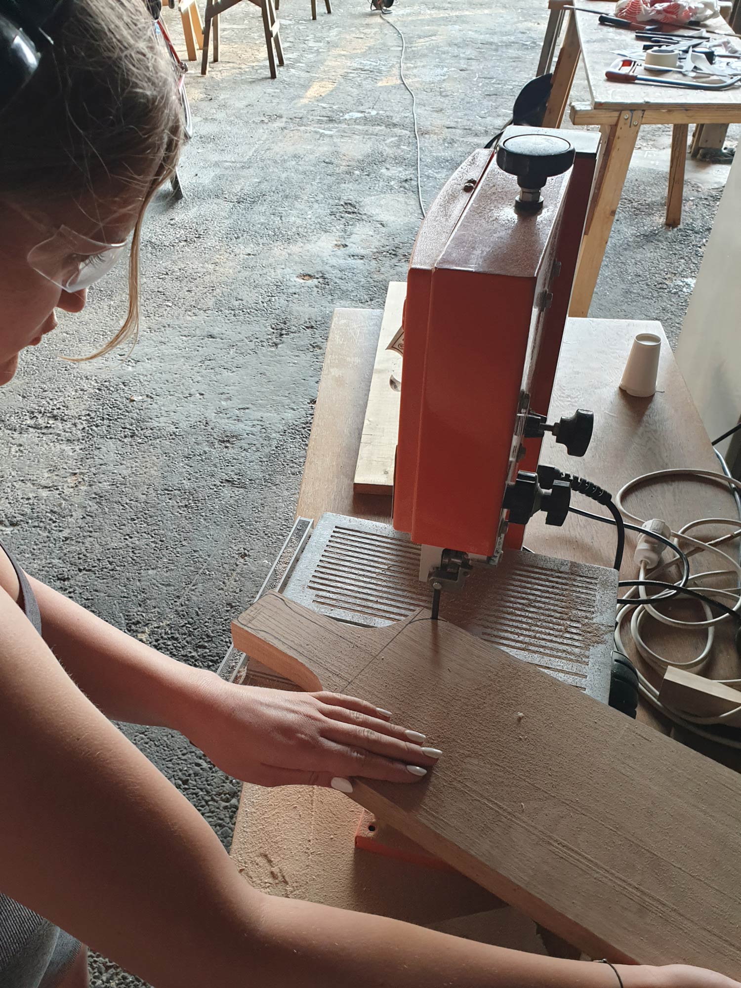 After the paddle we each made a cutting board out of Oak