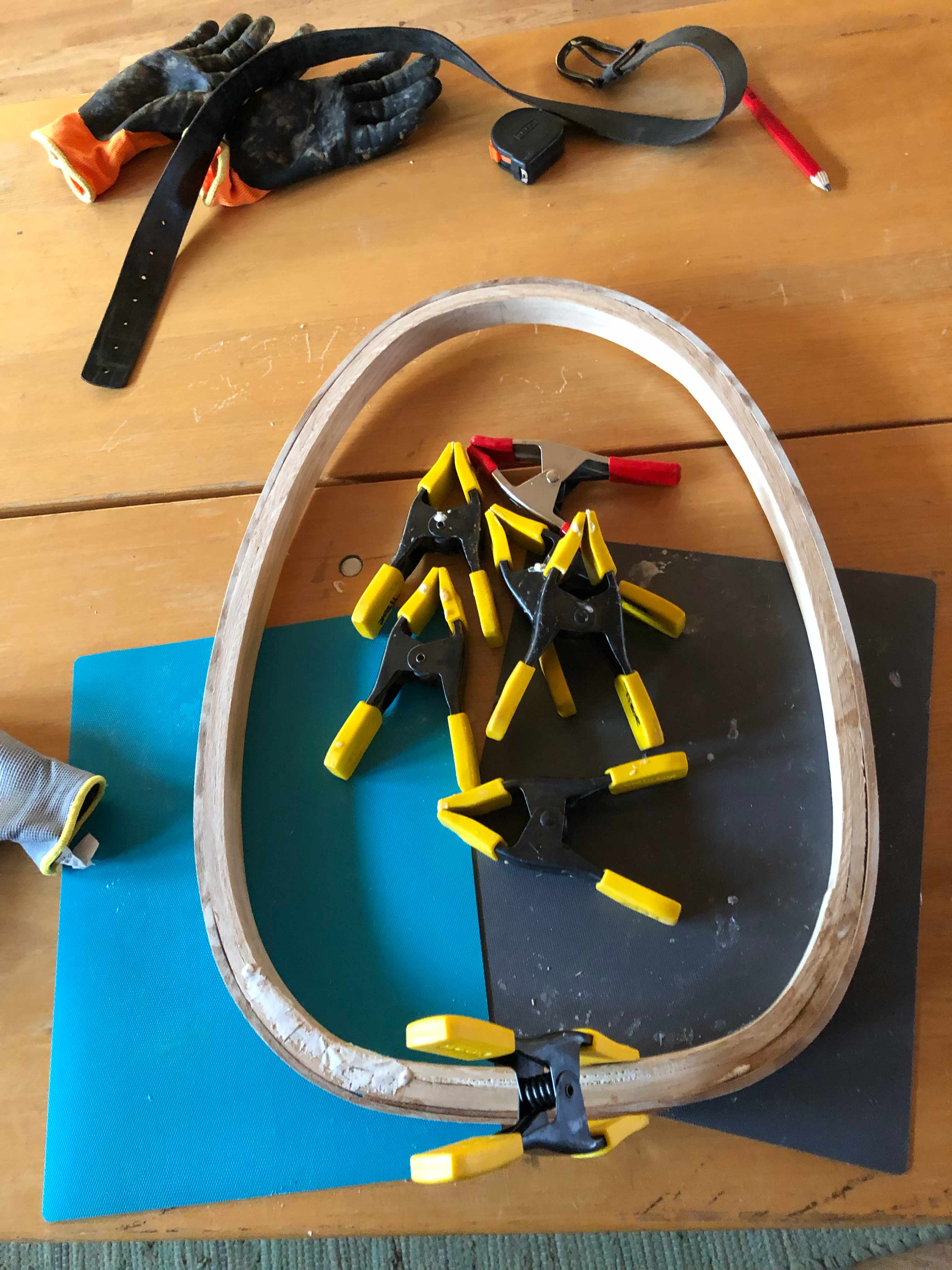Sometimes you get lucky with just one clamp after steam bending