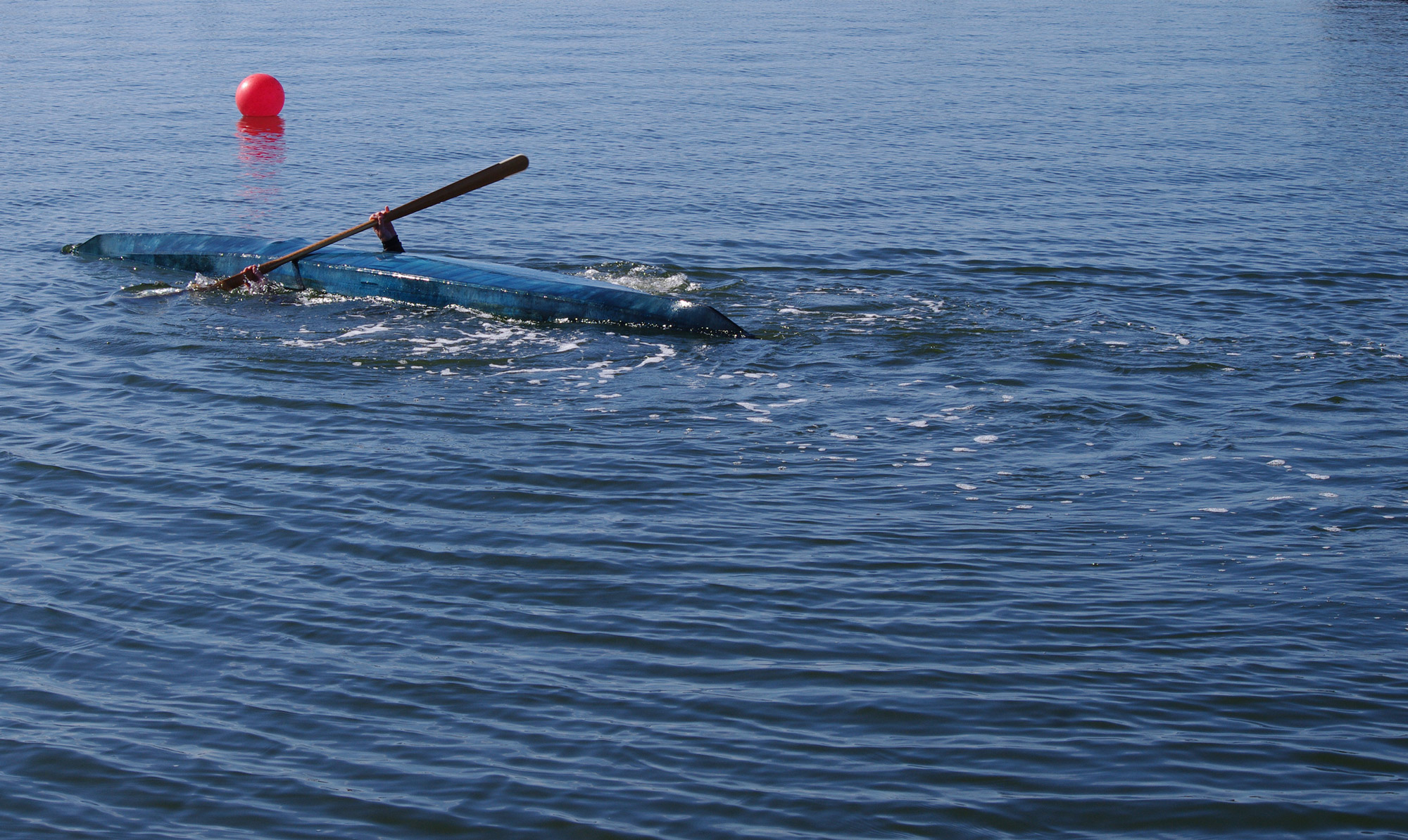 Tibor paddling upside down
