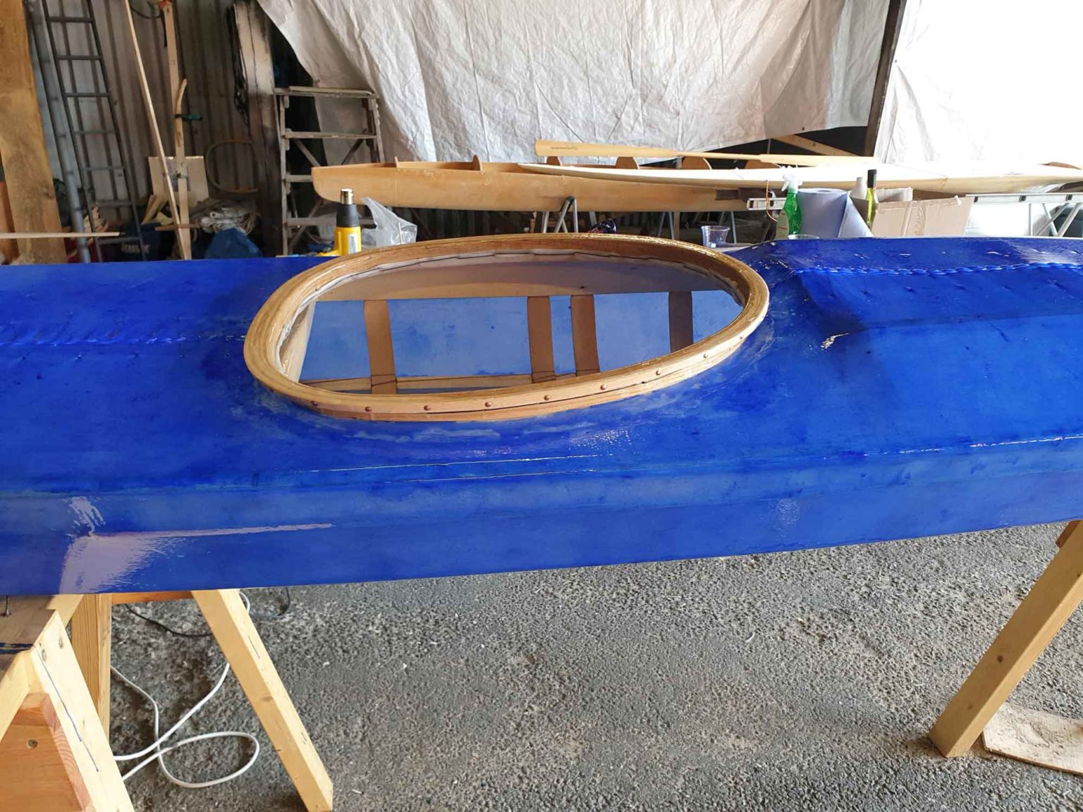 Coating a skin on frame kayak RUGD