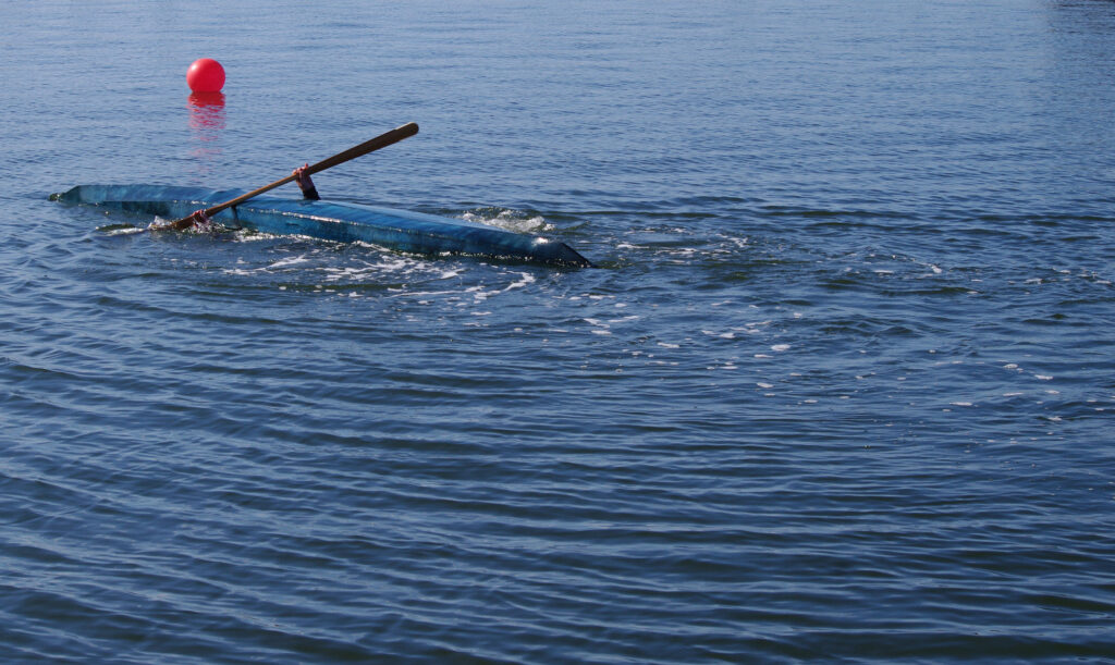 Tibor paddling upside down