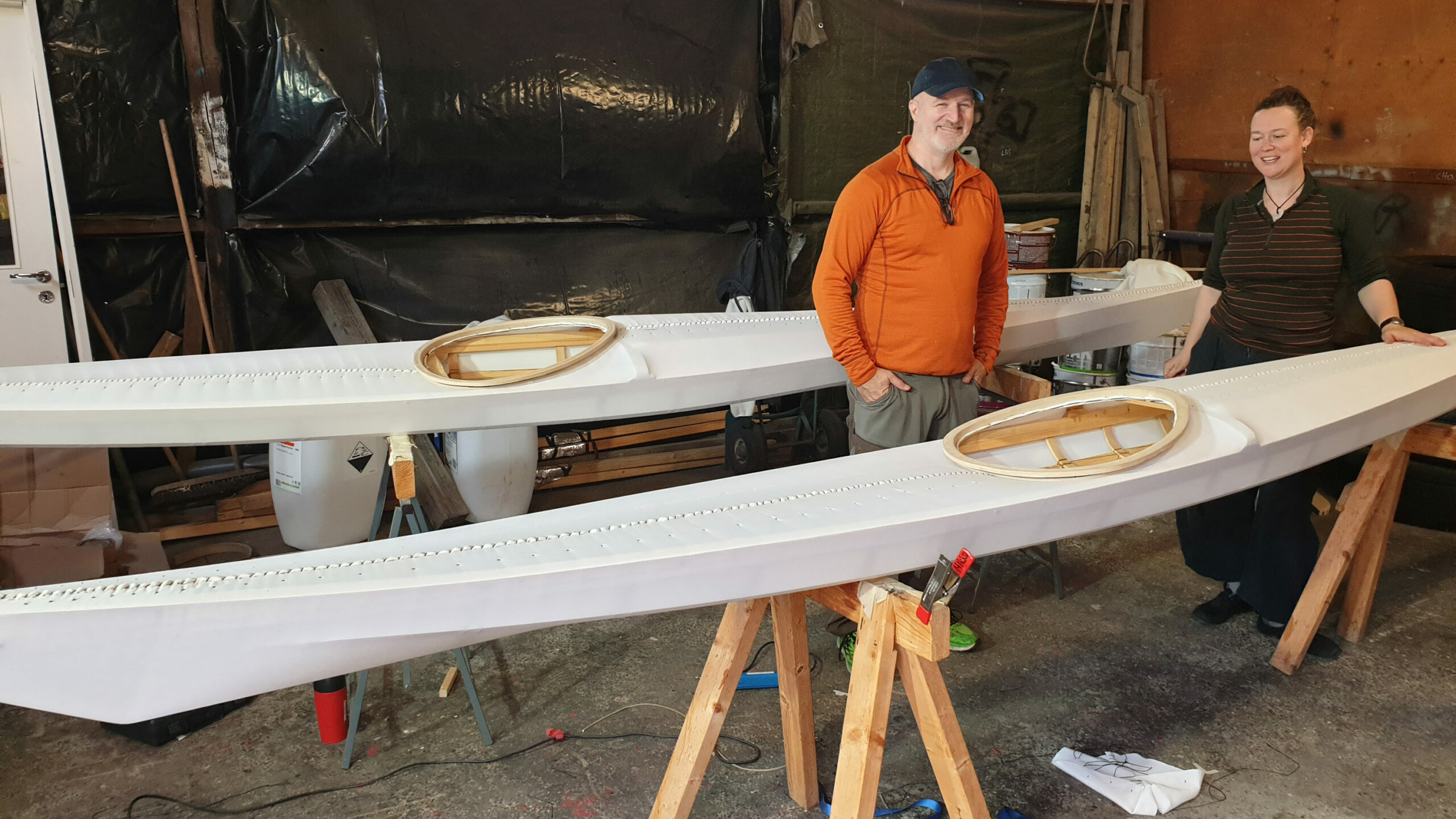 carro and rickard finished sewing their kayaks